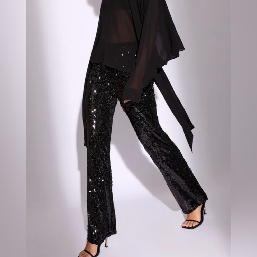 Cable And Gauge Black Sequins Bootcut Pull On Pants New With Tags Size M